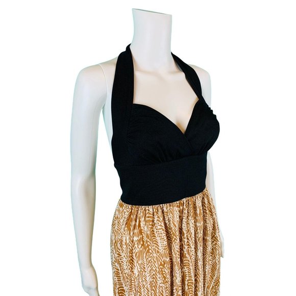 Vintage 60s Maxi Dress Womens XS Peacock Feathers Novelty Border Print - Picture 3 of 10